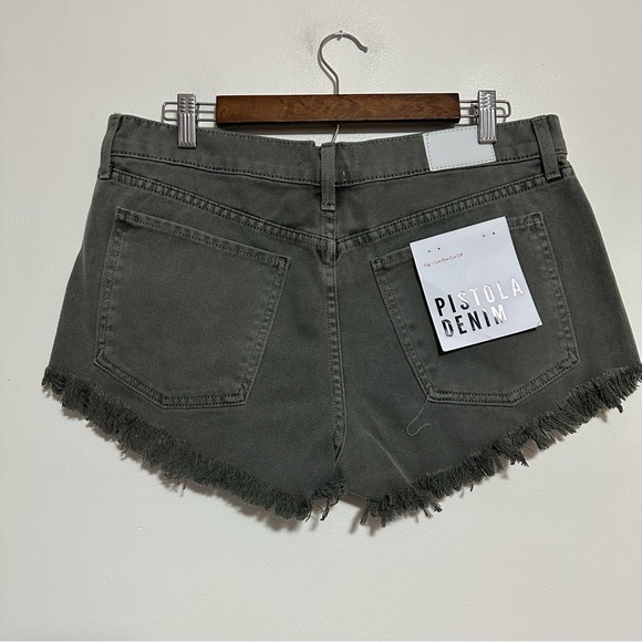 Pistola Gigi Low Rise Cut Off Shorts in Burnt Sage - Picture 5 of 9